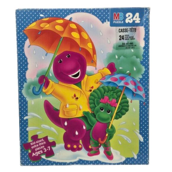Vintage 1996 Milton Bradley Puzzles Barney & Friends Purple Dinosaur Baby Bop BJ - Picture 2 of 16